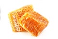 Honeycomb slice closeup on white