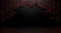 Abstract Honeycomb Texture Dark Hexagon Shape Pattern Glowing Red Connection Structure created with AI Royalty Free Stock Photo