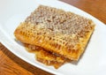 Honeycomb in white plate