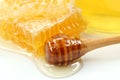 Honeycomb and wooden stick Royalty Free Stock Photo