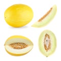 Honeydew melon cut in 4 different shapes Royalty Free Stock Photo