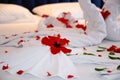 Honeymoon Bed Flower Decoration Royalty Free Stock Photo