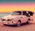 Honeymoon Car, Generative AI Illustration Royalty Free Stock Photo