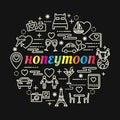 Honeymoon colorful gradient with line icons set