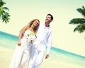 Honeymoon Couple Romantic Walking Summer Beach Concept Royalty Free Stock Photo