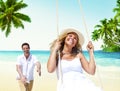 Honeymoon Couple Summer Beach Dating Concept