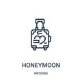 honeymoon icon vector from wedding collection. Thin line honeymoon outline icon vector illustration. Linear symbol for use on web