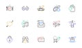 Honeymoon line icons set. Wedding car, marriage rings, love. Valentine heart, Bridal champagne. Vector Royalty Free Stock Photo