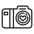 Honeymoon photo camera icon, outline style Royalty Free Stock Photo