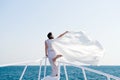 Honeymoon sea cruise. Things consider for wedding abroad. Wedding ceremony sea cruise. Bride adorable white wedding