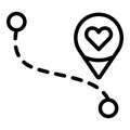 Honeymoon travel route icon, outline style