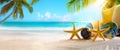 Honeymoon vacation on White sandy beach in the Caribbean;  Sunny Tropical Beach on Paradise Island Royalty Free Stock Photo