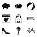 Honeymooner icons set, simple style Royalty Free Stock Photo