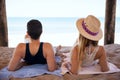 Honeymooners relaxing at the beach Royalty Free Stock Photo
