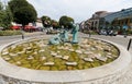 The mussel gatherers statue in centre of medieval fishing village of Honfleur, Normandie region, France .