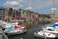 Color houses in Honfleur harbour, France Royalty Free Stock Photo