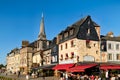 Honfleur Normandy France. Restaurants and cafe at the harbour