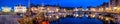 Honfleur Normandy May 5th 2013 : Panoramic view at dusk of the b Royalty Free Stock Photo