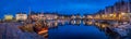 Honfleur Normandy May 5th 2013 : Panoramic view at dusk of the b Royalty Free Stock Photo