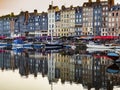 Honfleur waterfront, famous village harbor in Normandy, France