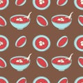 Hong dou tang, sweet Chinese red bean soup. Chinese New year dessert vector illustration