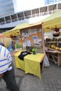 Yellow, public, space, market, marketplace, city, stall, tent