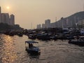 Hong Kong Ap Lei Chau Aberdeen Coastline Harbor City Ships Parking Space Cityscape Fishing Boats Village Floating Dock Terminal Royalty Free Stock Photo