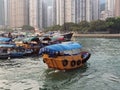 Hong Kong Ap Lei Chau Aberdeen Coastline Harbor City Ships Parking Space Cityscape Fishing Boats Village Floating Dock Terminal Royalty Free Stock Photo