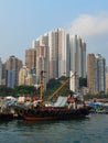 Hong Kong Ap Lei Chau Aberdeen Coastline Harbor City Ships Parking Space Cityscape Fishing Boats Village Floating Dock Terminal