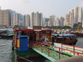 Hong Kong Ap Lei Chau Aberdeen Coastline Harbor City Ships Parking Space Cityscape Fishing Boats Village Floating Dock Terminal Royalty Free Stock Photo