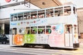 Historic Hong Kong Tram Bus in Central District Royalty Free Stock Photo