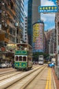 HONG KONG - April, 29, 2018: Double-decker tram in Wan Chai dist