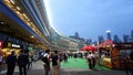 Hong Kong - April 2016: Hong Kong, Legal gambling in Happy Valley horse racecourse game, jockey club at night. Royalty Free Stock Photo