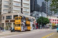 Hong Kong tramway in Wanchai district Royalty Free Stock Photo
