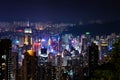 Hong Kong - August 8, 2018: Hong Kong night skyline modern cityscape view from the Victoria Royalty Free Stock Photo