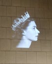 Hong Kong British Consulate General Mourning Queen Elizabeth II Portrait Projection Classic Portrait Crown Jewelry Photo Profile