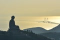 Hong kong buddha statue and Hong Kong-Zhuhai-Macao Bridge Royalty Free Stock Photo