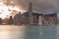 Hong Kong central business building sea front Royalty Free Stock Photo