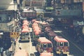 Hong Kong, China - August 14, 2017: Minibuses lining up, waiting