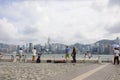 Hong Kong, China - August 15, 2018 : Travelers visiting the Tsim Sha Tsui Promenade