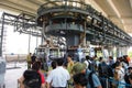 Hong Kong, China - August 8, 2015 : Unidentified tourists waiting to get on Hong Kong cable cars, The popular public transportatio