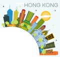 Hong Kong China City Skyline with Color Buildings, Blue Sky and Copy Space Royalty Free Stock Photo