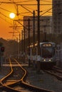 Light rail transit in Tin Shui Wai. LRT is a light rail system operated by MTR Corporation, Royalty Free Stock Photo