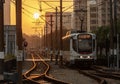 Hong Kong, China - December 29 2021: Light rail transit in Tin Shui Wai. LRT is a light rail system operated by MTR Corporation, Royalty Free Stock Photo