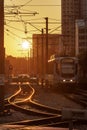 Light rail transit in Tin Shui Wai. LRT is a light rail system operated by MTR Corporation, Royalty Free Stock Photo