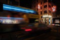 Night scenery of traffic in Sham Shui Po district in Hong Kong city, China