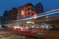 Night scenery of traffic in Sham Shui Po district in Hong Kong city, China