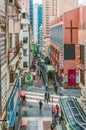 Central-Mid-Levels Escalators on Hong Kong Island. Hong Kong daylight vertical cityscape