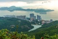 Lamma Island viewed from Victoria Peak on Hong Kong Island in Hong Kong. Scenic landscape