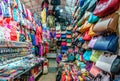 Night view of Hong Kong street retail Lady`s Market in Mong Kok. View of a haberdashery store Royalty Free Stock Photo